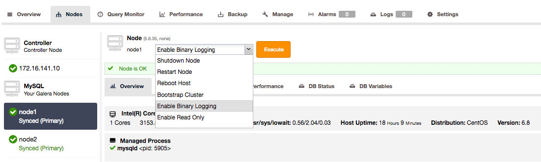 Enable binary logging on Galera cluster using ClusterControl