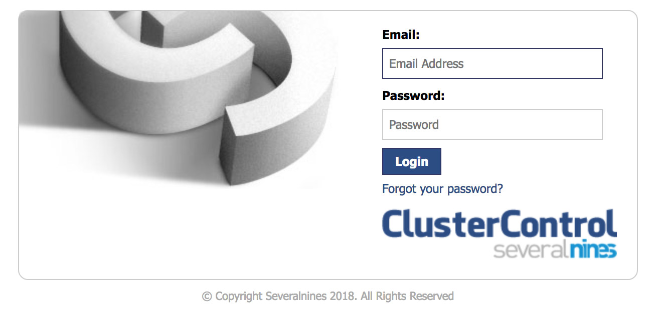 ClusterControl Login page