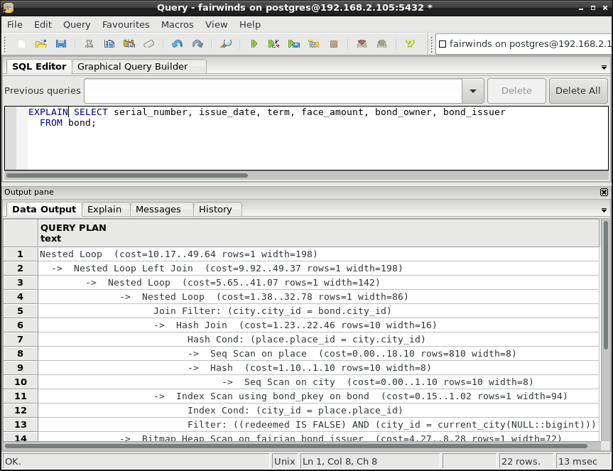 Figure 3. Producing a query plan with EXPLAIN.