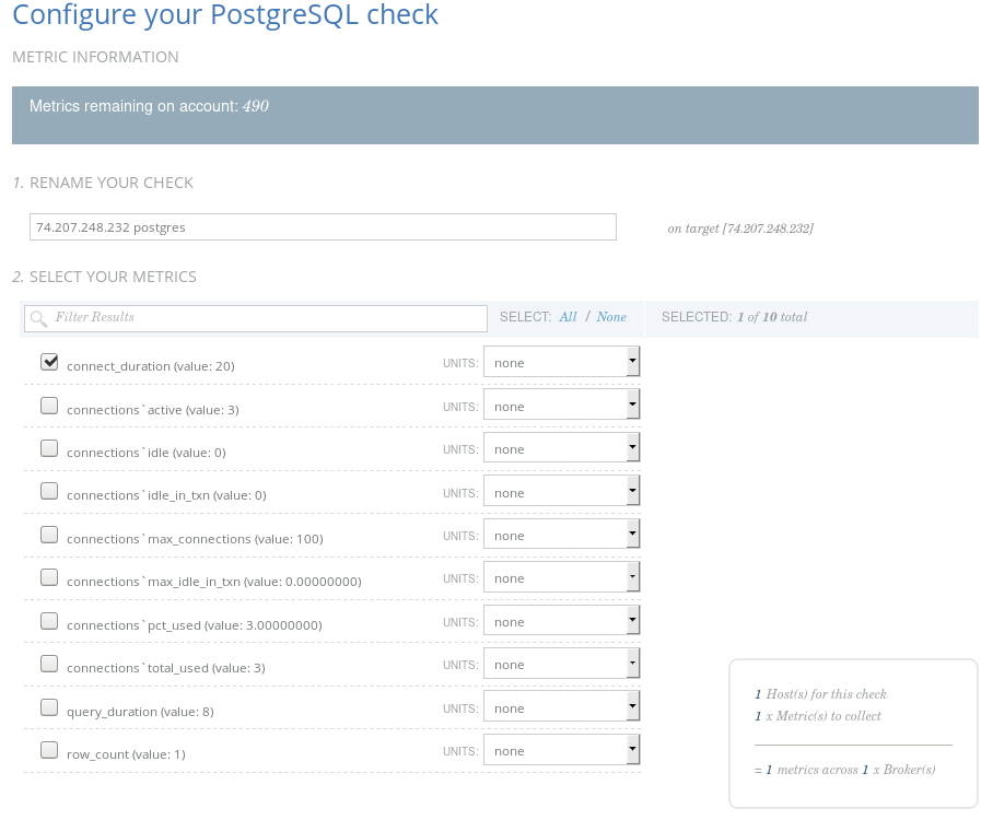 Circonus PostgreSQL check