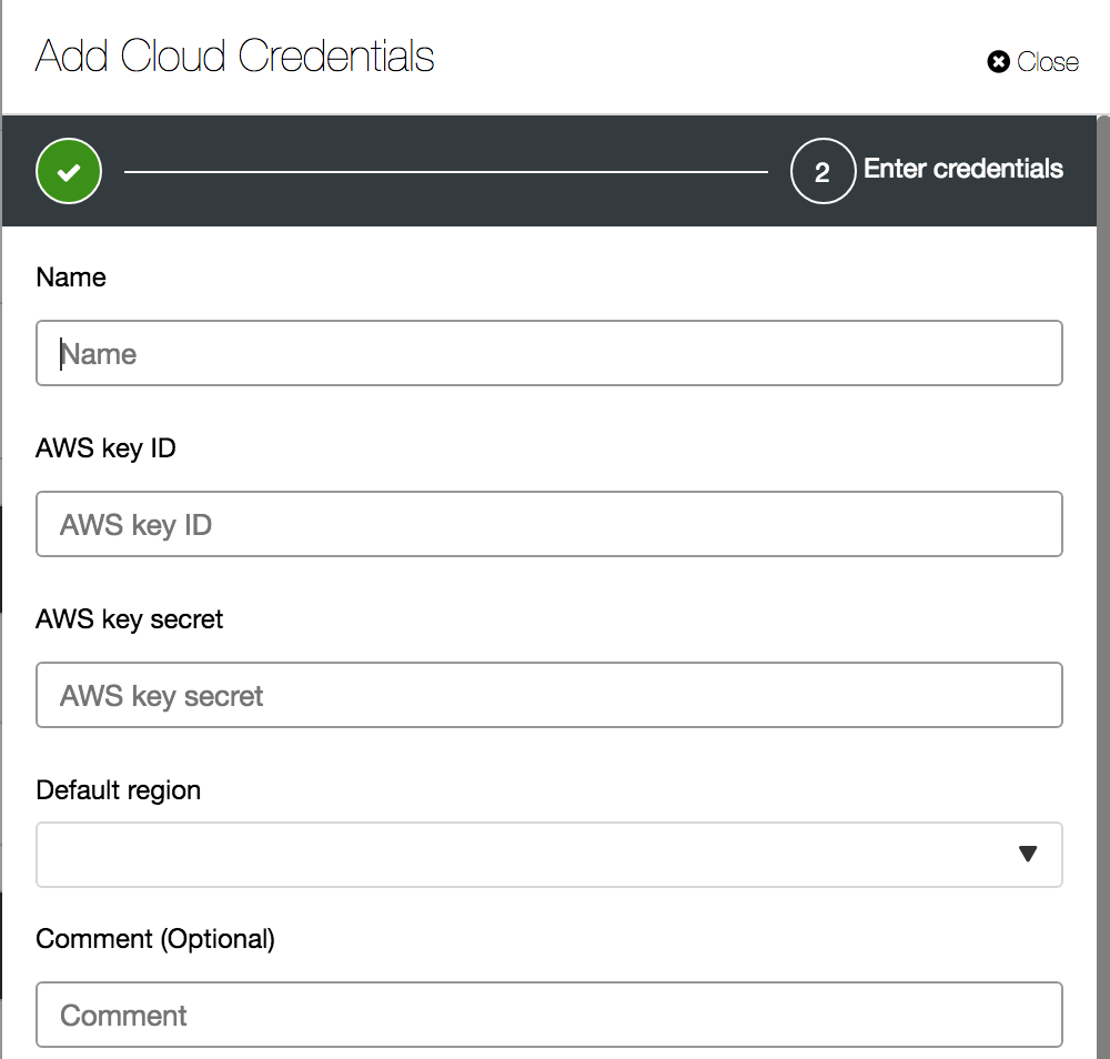 ClusterControl: adding cloud credentials