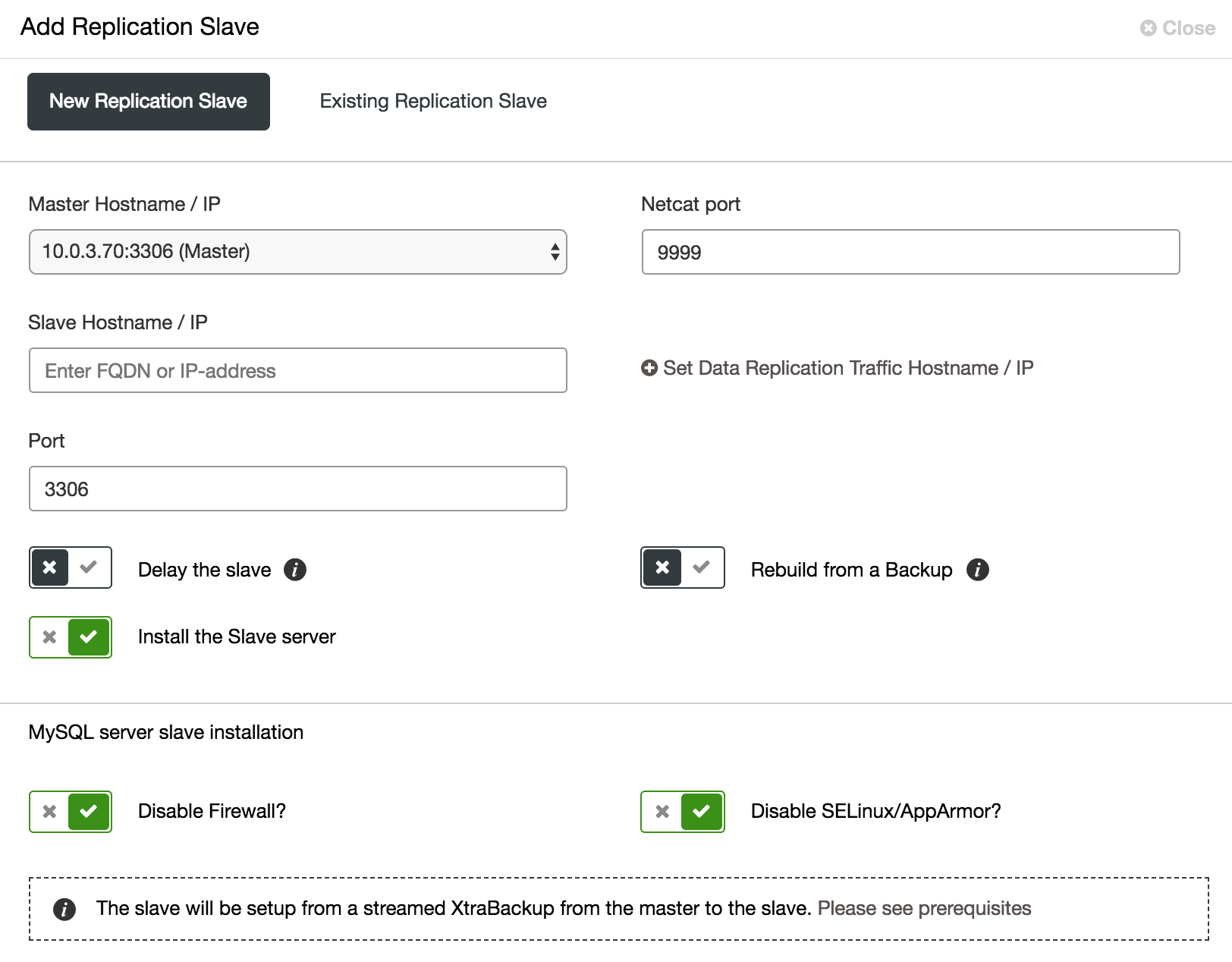 ClusterControl add asynchronous slave