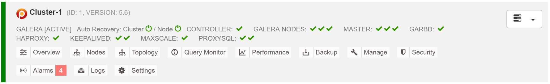 ClusterControl cluster autorecovery