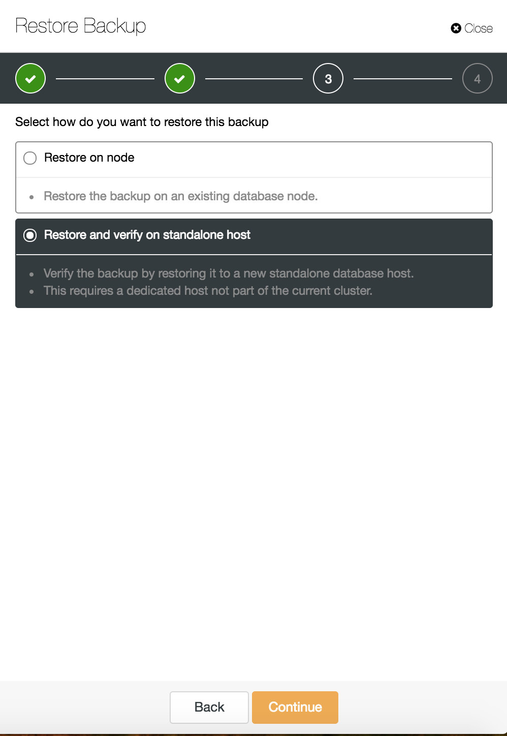 ClusterControl restore and verify on a standalone host