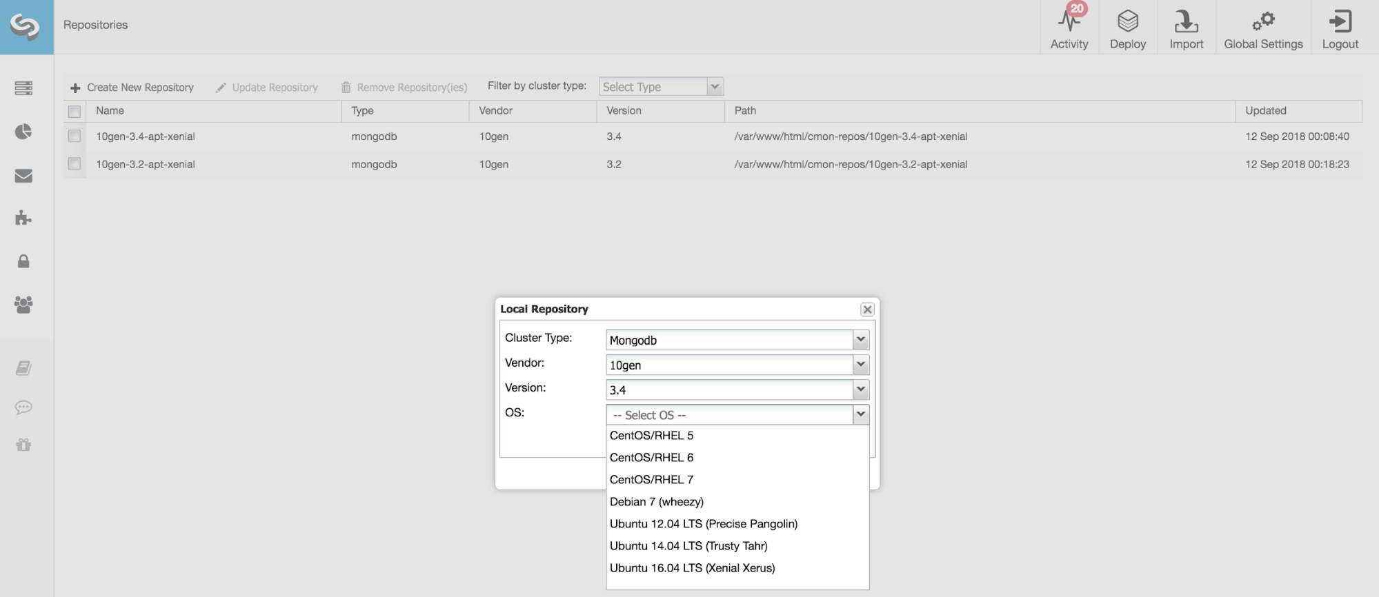 ClusterControl package repository