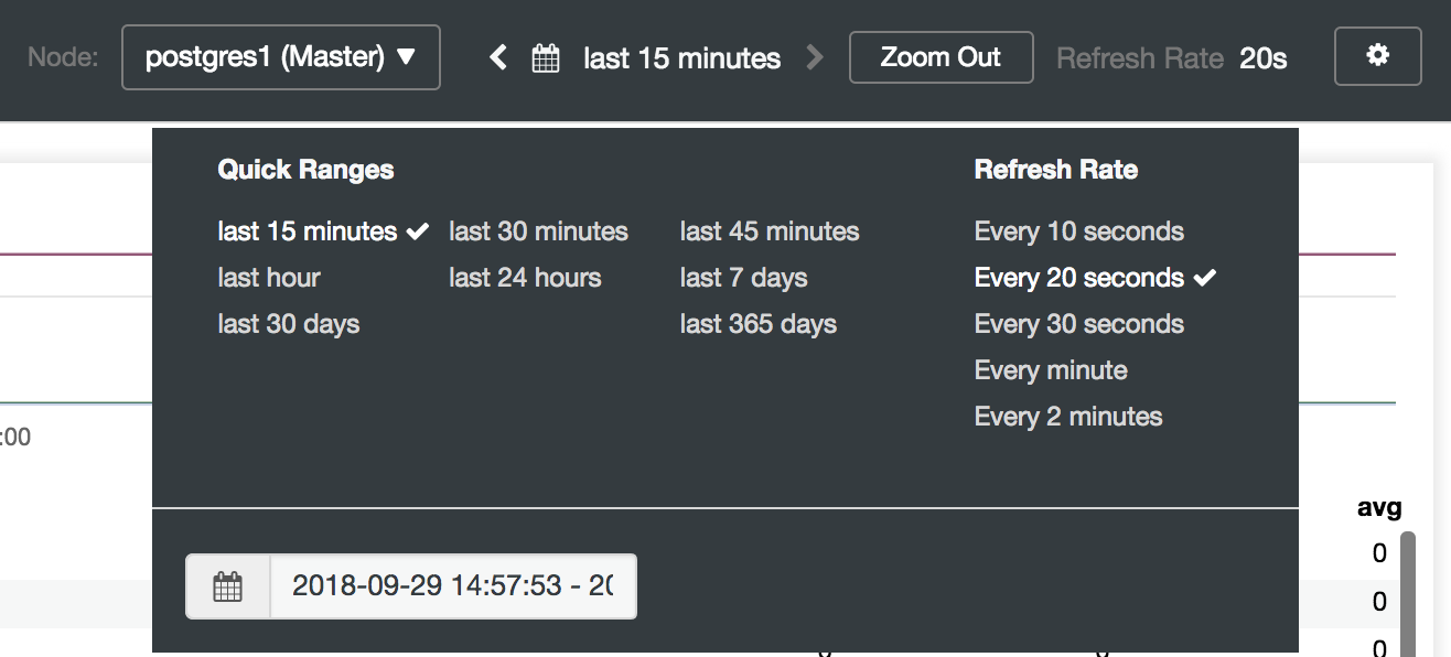 ClusterControl Dashboard Options