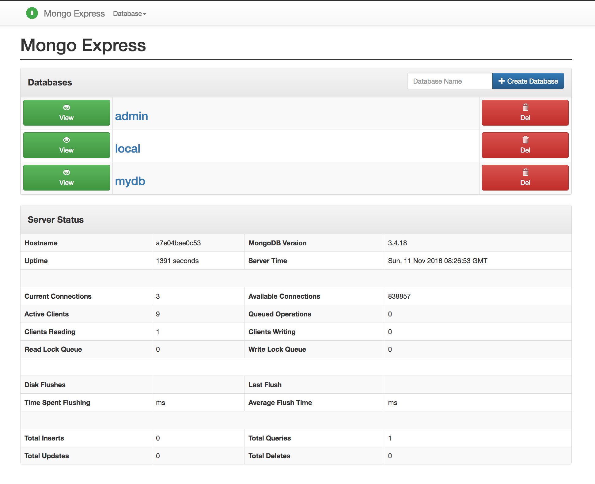 Mongo-express Admin UI