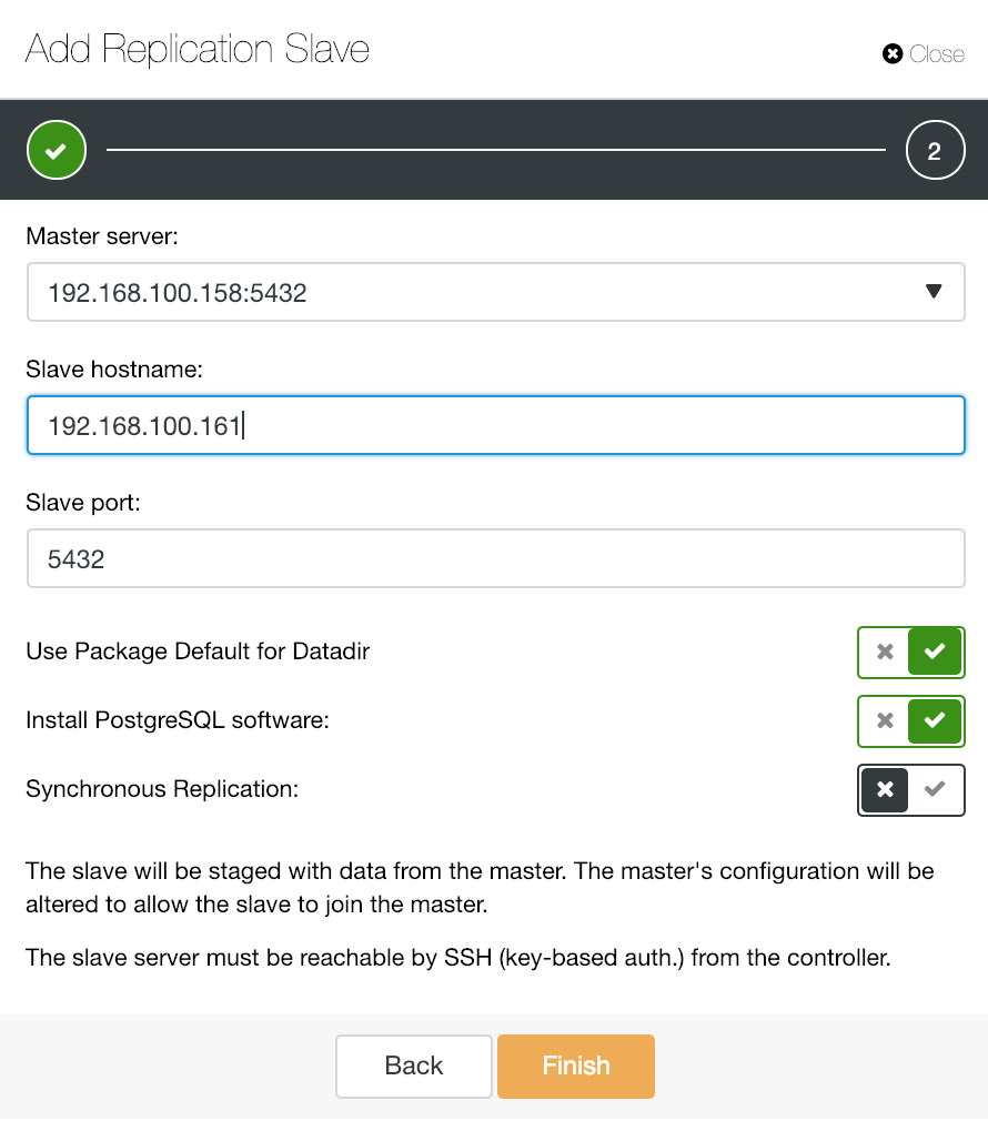 ClusterControl Add Replication Slave Information