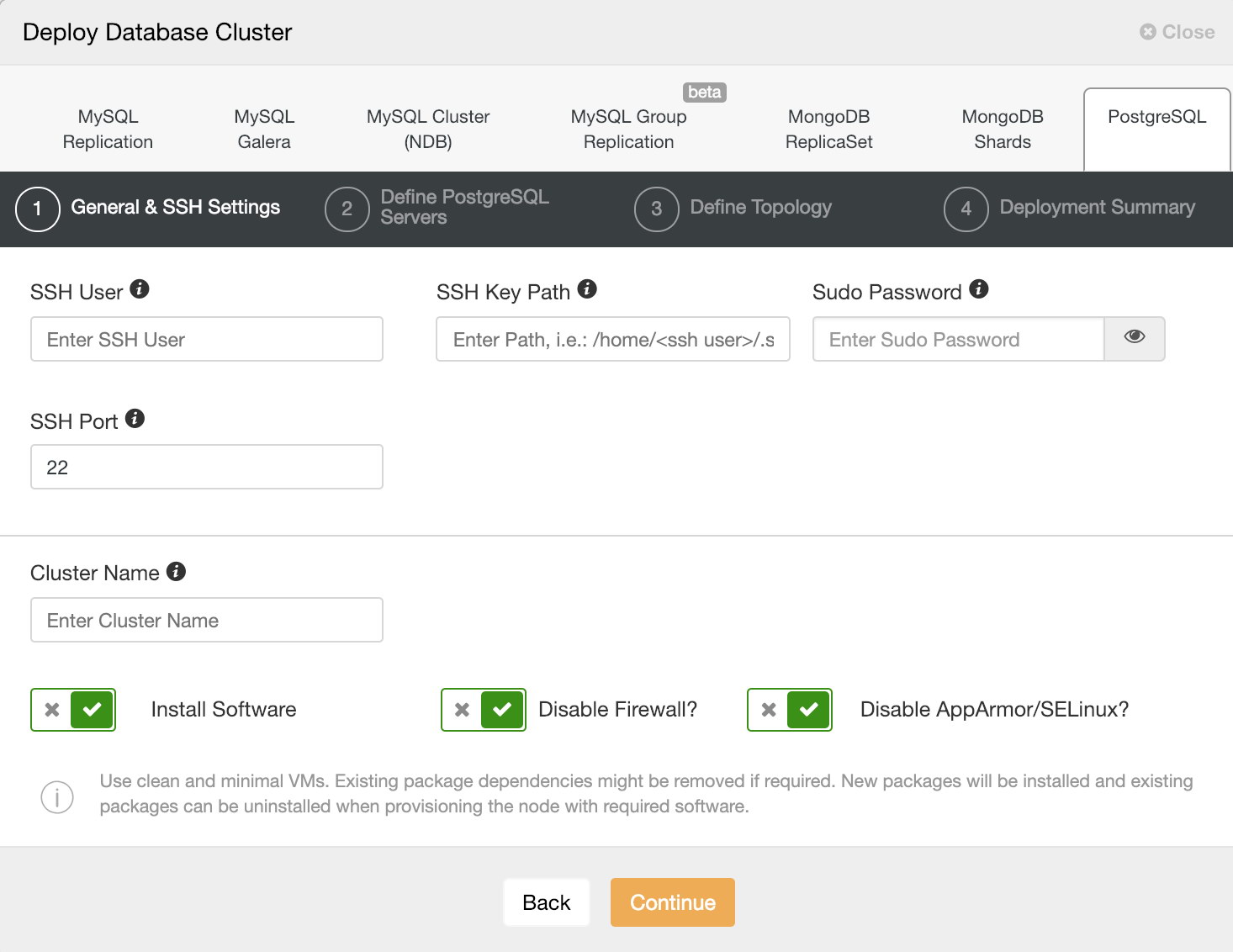 ClusterControl Deploy Information 1