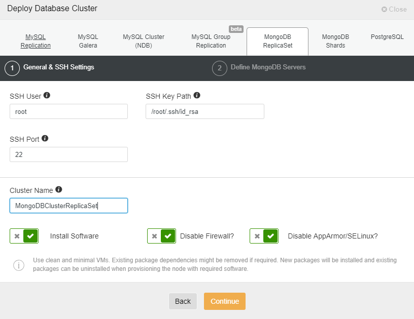 ClusterControl Deploy Database Cluster