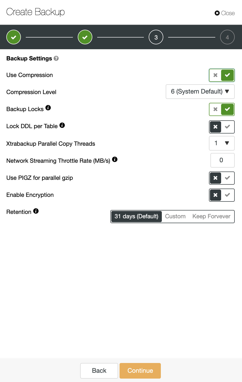  Create Backup Options