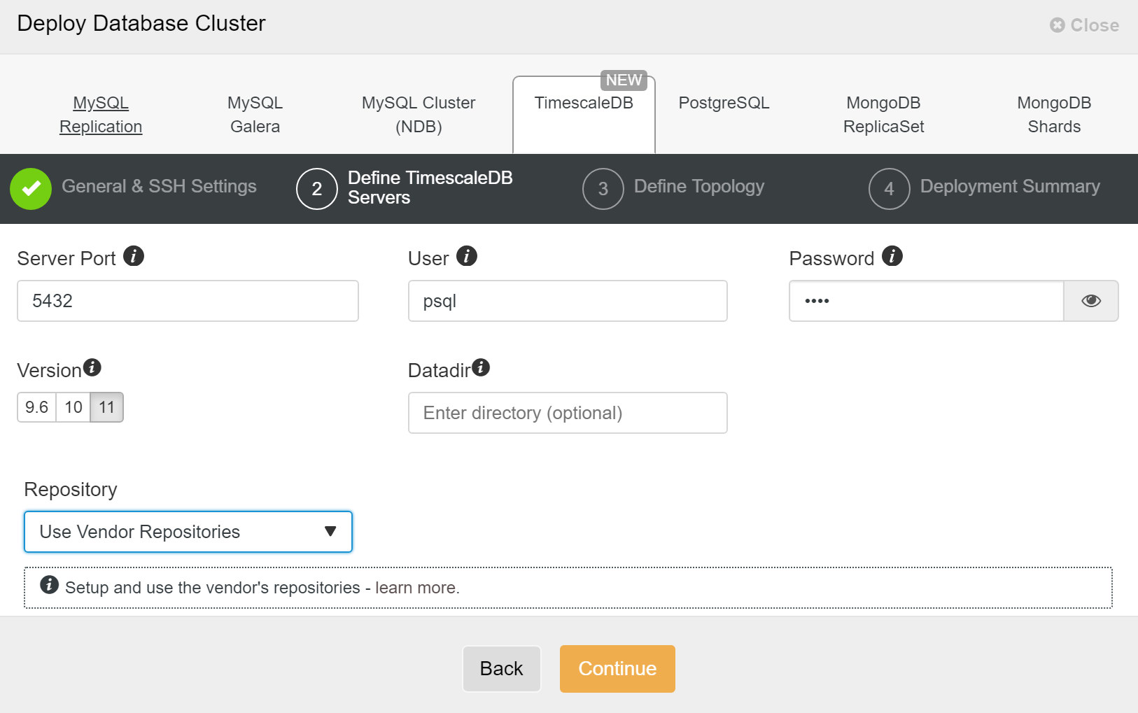  Deploy database cluster