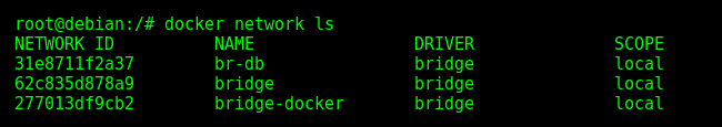 Displaying network interfaces on Docker Engine.