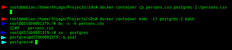 Transfering the CSV file to the container and entering in the database