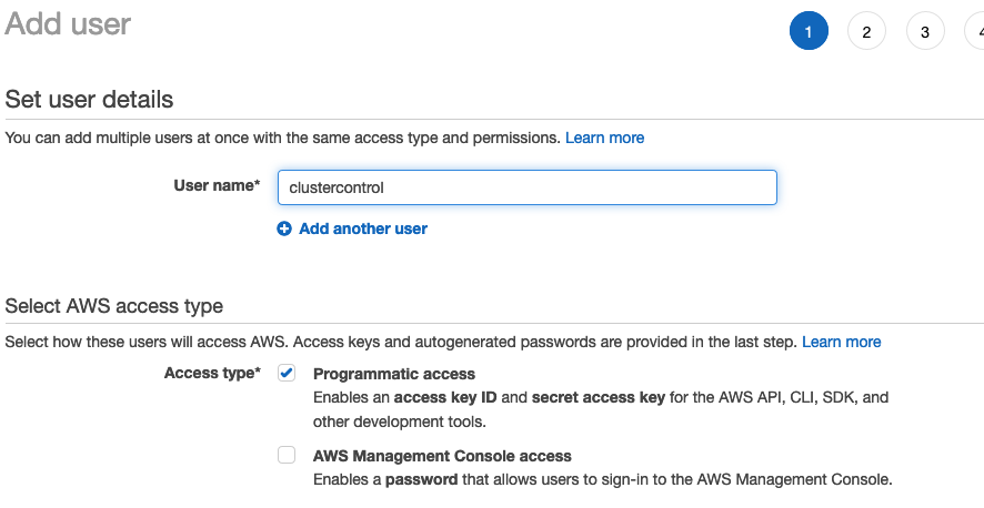 Adding a User in AWS Console