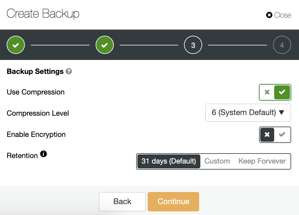 ClusterControl Create Backup Settings