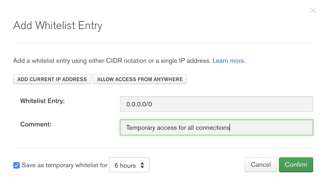 MongoDB Atlas Add Whitelist Entry