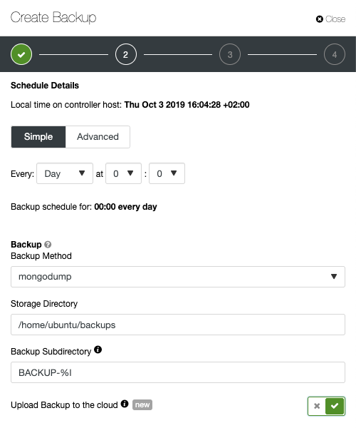 ClusterControl with upload to backup