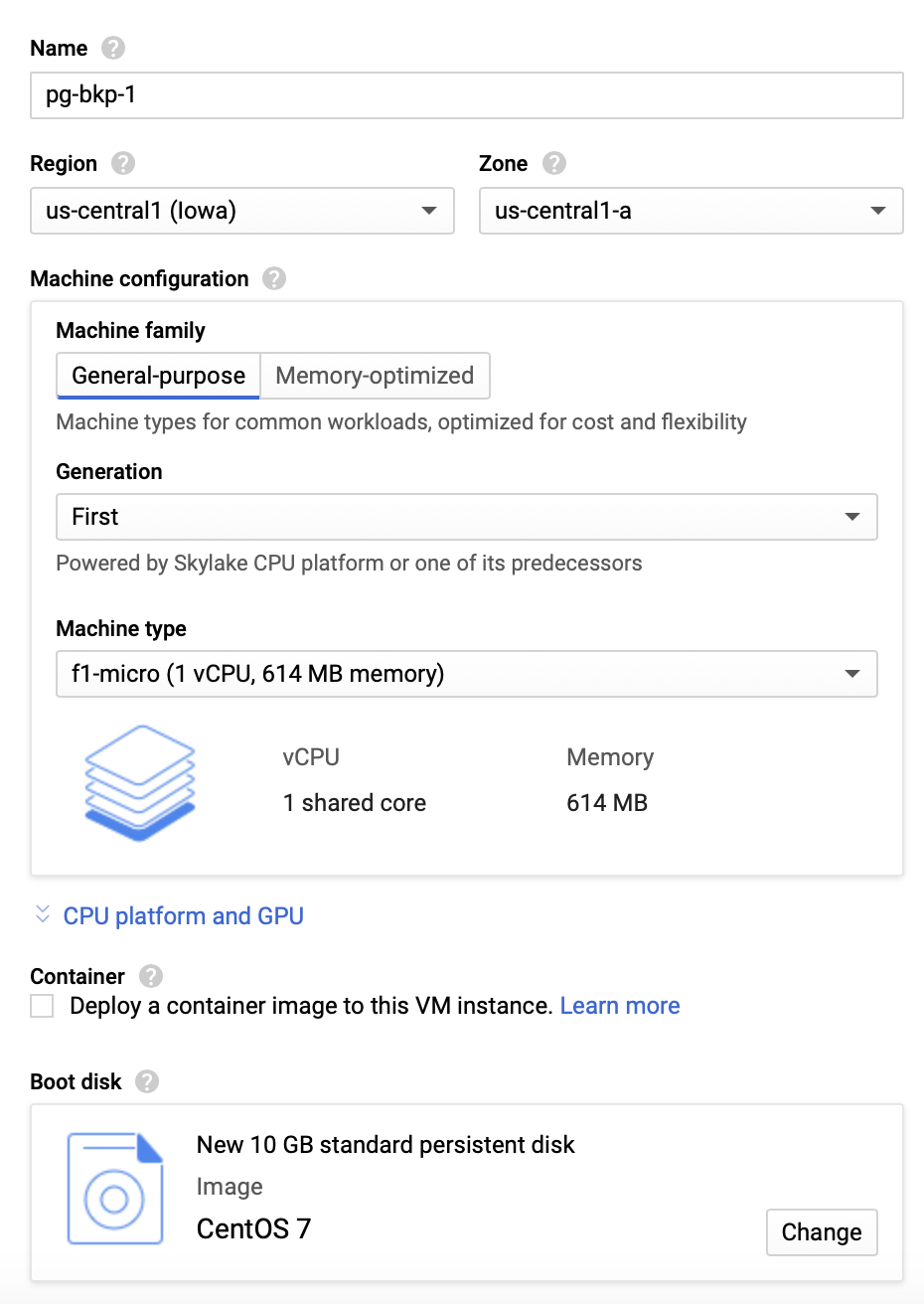 Google Cloud - Create Compute Instance