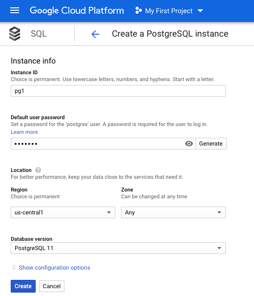 Google Cloud SQL - Instance Info