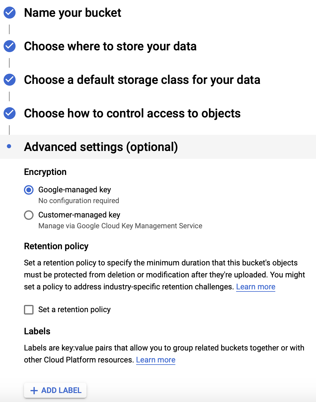 Advanced Setting - Google Cloud