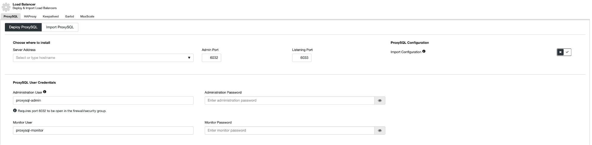 Deploy Load Balancer - ClusterControl