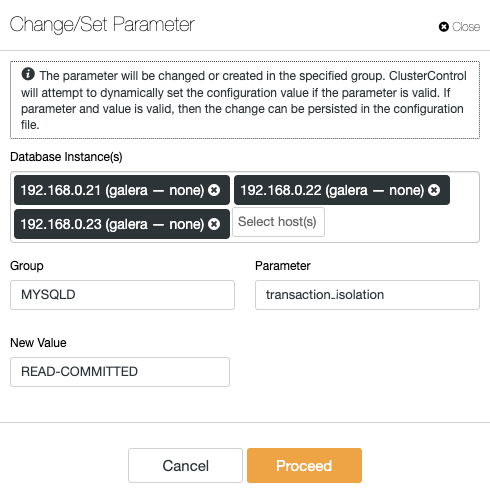 Nextcloud Change Set Parameter - ClusterControl