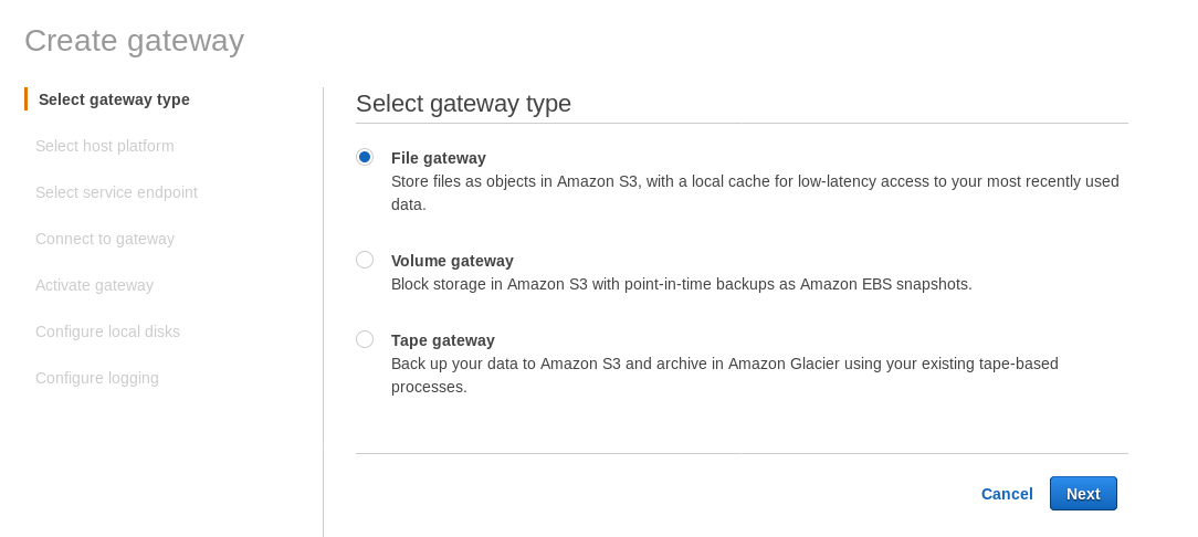  Creating a File gateway