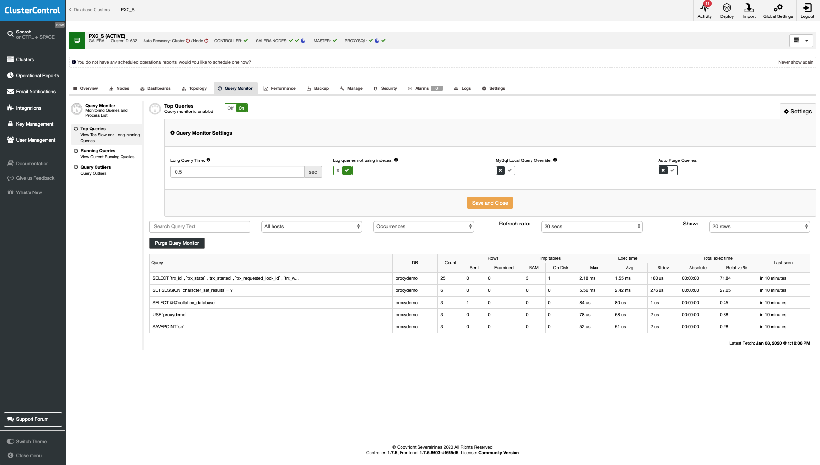 ClusterControl Top Queries