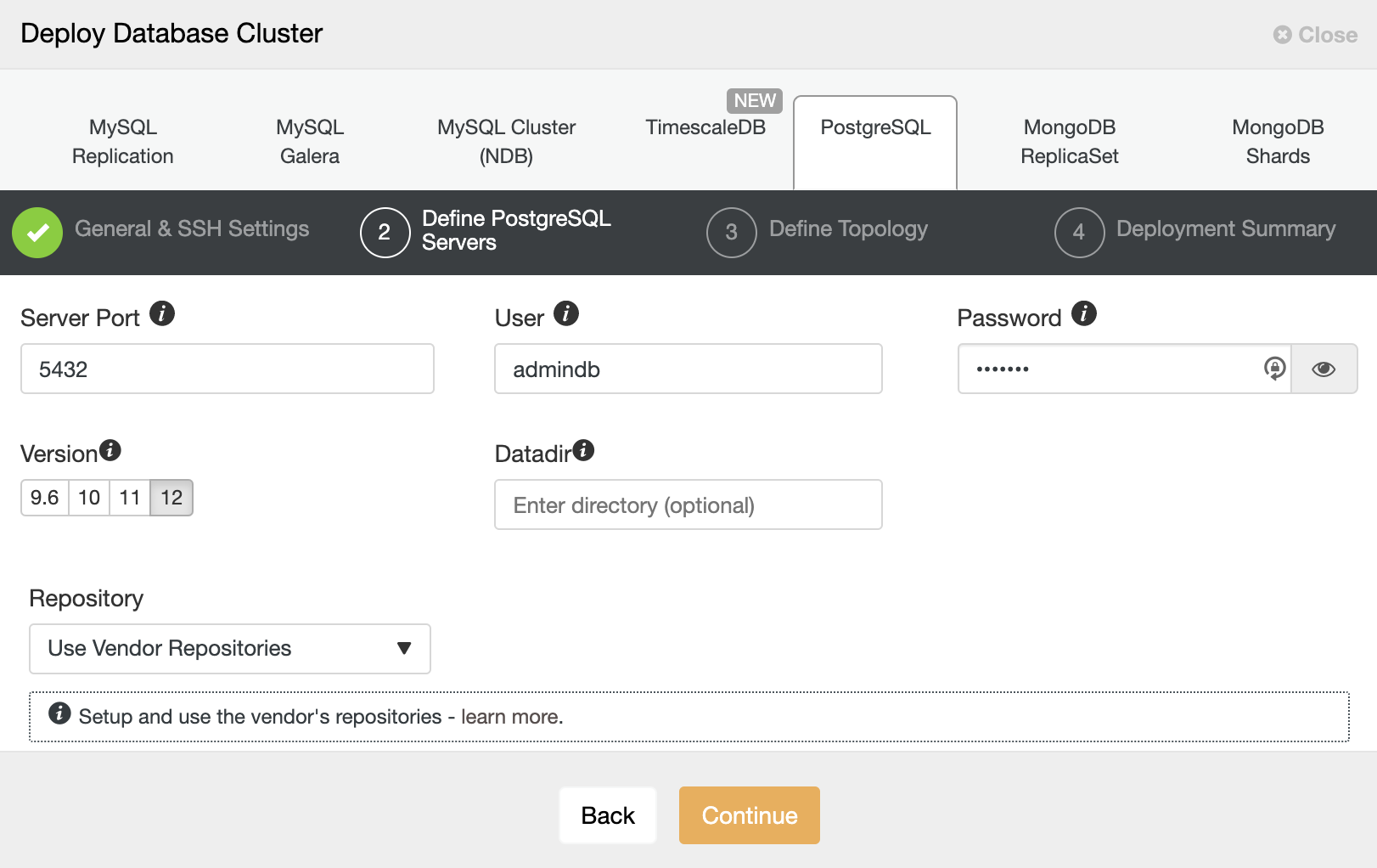 Deploy PostgreSQL 12