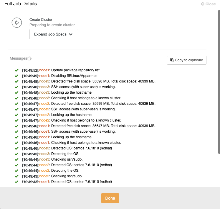 ClusterControl Job Details