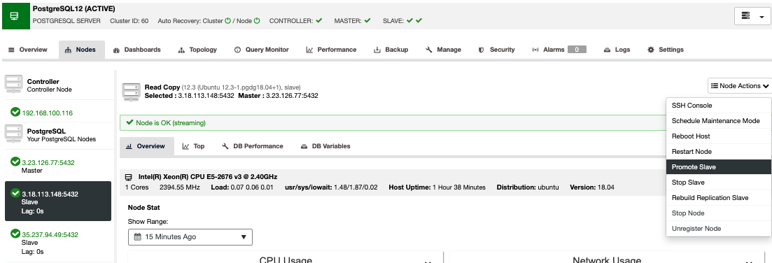 PostgreSQL Manual Failover ClusterControl