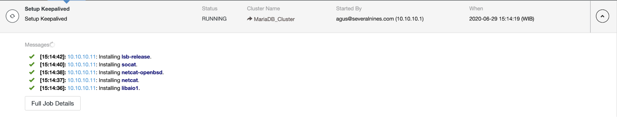MariaDB Cluster Deployment