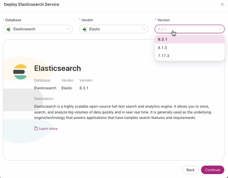 Deploy Elasticsearch Service in ClusterControl.